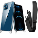 Crossbody Clear Hooks XL Strap etui z paskiem na szyję do iPhone 7/8/SE2020/SE2022 (Clear/Black)