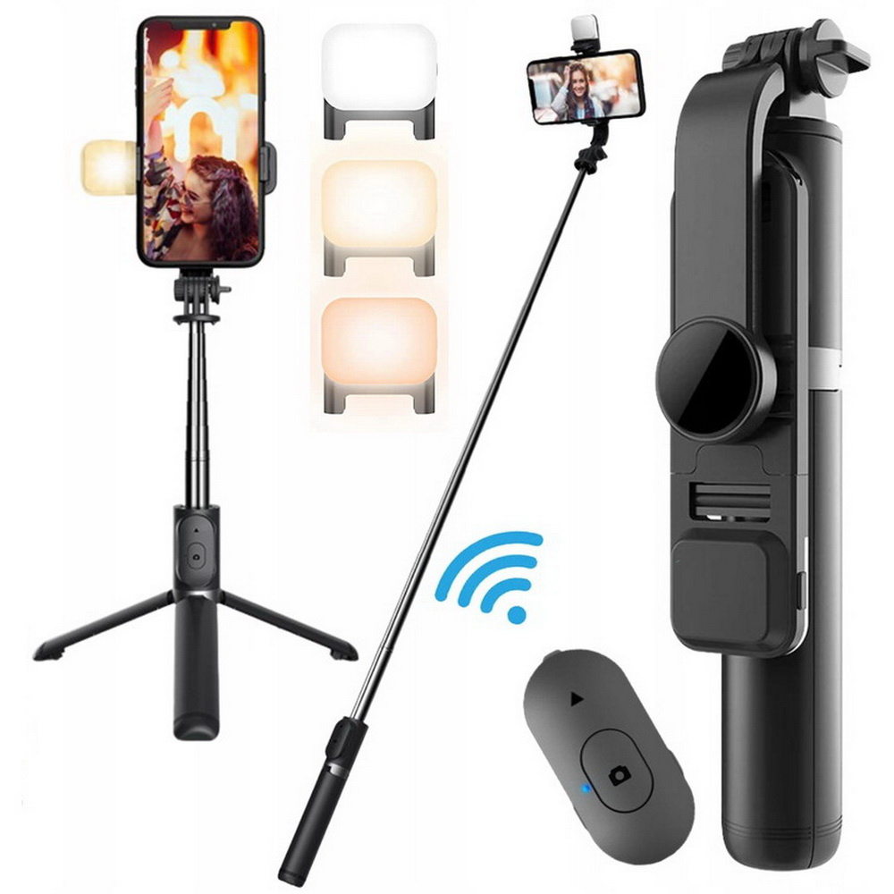 Selfie stick LED kijek do zdjęć 104cm do telefonu + tripod statyw