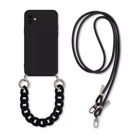 Crossbody Chain 2w1 etui z paskiem na szyję i łańcuchem do iPhone 14 Pro Max (Black)
