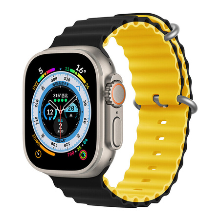 D-Pro Ocean Loop pasek opaska do Apple Watch 4/5/6/7/8/SE/Ultra 42/44/45/49mm (Black/Yellow)