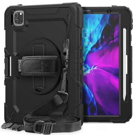 D-Shock 360 Strap Case pancerne etui ochronne z paskiem iPad Pro 11 2020 2021 2022 (Czarne)