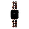 BransoletaGlow CNL Stainless Steel Leather Band  ozdobny pasek do Apple  Watch 38/40/41/42mm 1/2/3/4/5/6/7/8/9/10/SE (Rose Gold / Różowe złoto/ Czarny)