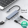 Adapter Hub D-Pro 5w1 przejściówka rozdzielacz USB-C do HDMI 4K UHD / 2x USB Type-C PD 100W / USB 2.0 3.0 (Space Gray / Szary)
