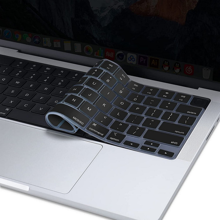 Osłona silikonowa nakładka na klawiaturę do Apple do MacBook Pro 14/Pro 16 M1/M2/M3/M4/M5 (2021-2025) / Air 13/Air 15 M2/M3/M4 (2022-2025) (EU) (Czarny)