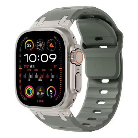 Pasek D-Pro Metro Band opaska sportowa do Apple Watch 4/5/6/7/8/9/10/11/SE/Ultra 1/2/3 44/45/46/49mm (Zielony / Srebrny)