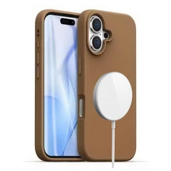 Etui D-Pro Velvet MagSafe Case obudowa magnetyczna z mikrofibrą do iPhone 16 Plus (Brązowy)