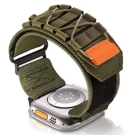 Pasek D-Pro Nylon Tactical Band opaska sportowa taktyczna militarna do Apple Watch 4/5/6/7/8/9/10/SE/Ultra 44/45/46/49mm (Army Green / Zielony)