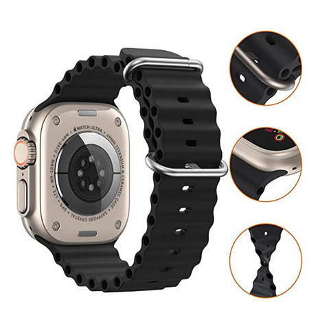 Pasek opaska sportowa D-Pro Ocean Loop do zegarka Apple Watch 4/5/6/7/8/9/10/11/SE/Ultra 1/2/3 44/45/49mm (Czarny)