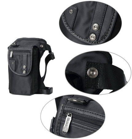 NOX Leg Bag torba motocyklowa/rowerowa saszetka kabura na nogę udo pas (Czarny)
