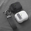 Etui D-Pro Suede Safe Anti-Lost Case bezpieczna zamykana obudowa zamszowa z metalowym karabińczykiem do Apple AirPods Pro 1/2 (Szary + Czarny breloczek)