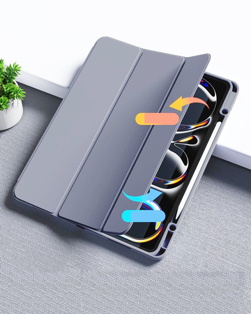 Etui D-Pro Smart Cover Case pokrowiec obudowa z klapką z uchwytem na rysik do Apple iPad Pro 11" 5 Gen. M4 (2024) / 6 Gen. M5 (2025) (Fioletowy)
