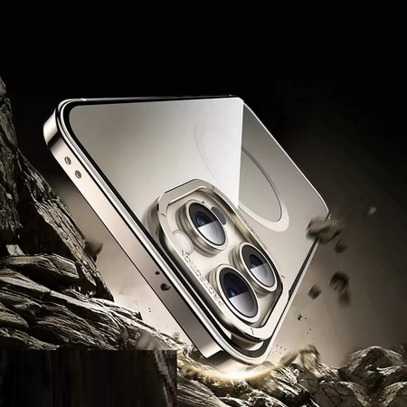 Etui D-Pro Titanium Metal Frame obudowa magnetyczna do MagSafe iPhone 15 (Czarny)