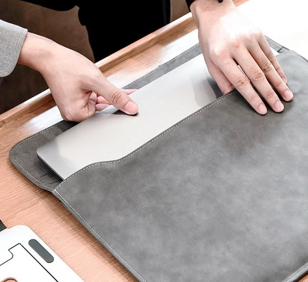 Torba D-Pro Matte Sleeve etui futerał pokrowiec miękki zamszowy Sleeve + etui na ładowarkę do laptopa Dell HP Lenovo Apple MacBook 13-14" (Różowy)
