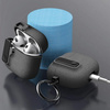 Etui D-Pro Suede Safe Anti-Lost Case bezpieczna zamykana obudowa zamszowa z metalowym karabińczykiem do Apple AirPods Pro 1/2 (Szary + Czarny breloczek)