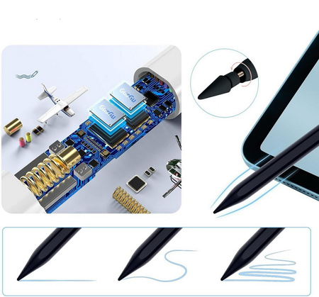 Rysik D-Pro Stylus Pen Pencil 2 Gen. Palm Rejection do rysowania dla Apple iPad (2018-2025) iPad 6/7/8/9/10/11 iPad Mini 5/6/7 iPad Air 3/4/5/6/7/M2/M3 Air 13" M2/M3 iPad Pro 11" 1/2/3/4/5/6/M4/M5 iPad Pro 12.9" 3/4/5/6 iPad Pro 13" 7/8/M4/M5 (Czarny)