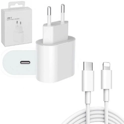 Ładowarka sieciowa zasilacz adapter USB-C 20W szybkie ładowanie PD + kabel USB-C - Lightning 200cm