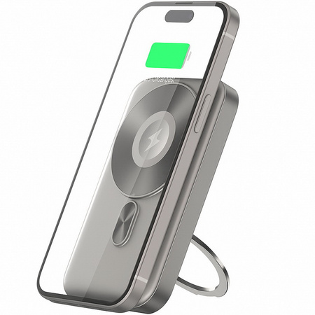 Power Bank D-Pro T3 indukcyjny magnetyczny szybkie ładowanie 22.5W PD Apple Watch AirPods iPhone MagSafe 10000mAh (Starlight Titanium / Tytanowo złoty)