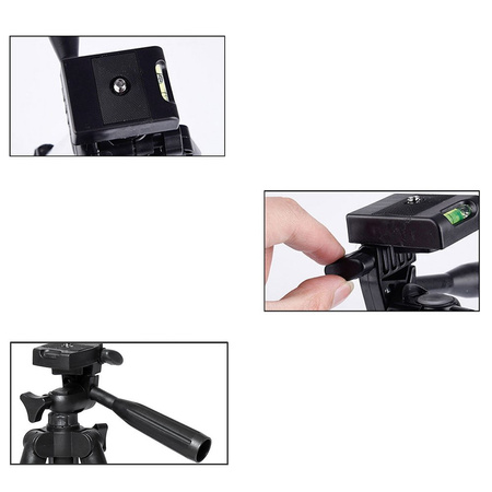 Statyw fotograficzny Tripod 103cm uchwyt na telefon aparat kamerę + pilot Bluetooth (Czarny)
