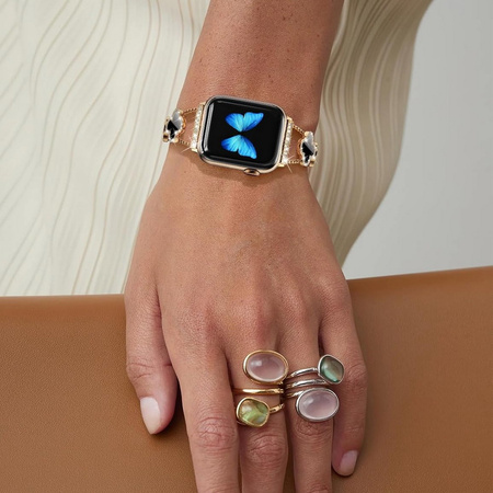 Bransoleta Glow VNC Clover Band ozdobny pasek do Apple Watch 4/5/6/7/8/9/10/11/SE 1/2/3 40/41/42mm (Złoty / Czarny)