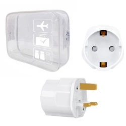 Zestaw kosmetyczka podróżna z certyfikatem TSA +  adapter sieciowy PL-UK