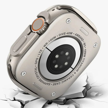 Etui D-Pro Metal Case + Glass 2w1 obudowa metalowa aluminiowa + szklo hartowane na ekran do Apple Watch Ultra 1/2/3 49mm (Natural Titanium / Tytan naturalny)