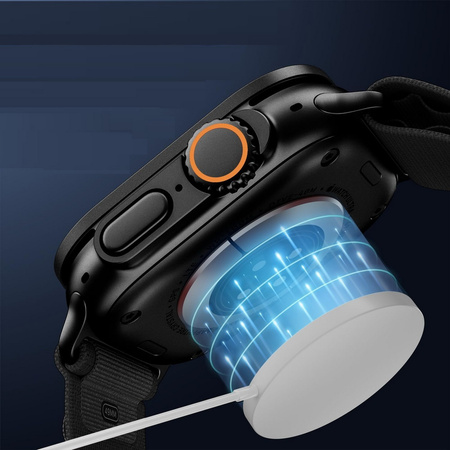 Szkło hartowane EX Pro z metalową aluminiową ramką szybka na ekran do Apple Watch Ultra 1/2/3 49mm (Black Titanium / Czarny)