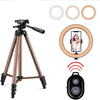Zestaw lampa pierścieniowa LED Ring Fill + statyw tripod 130cm + mikrofon bezprzewodowy USB-C + Lightning + selfiestick z lampą LED 