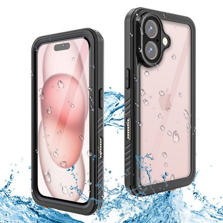 Etui D-Pro 360° Waterproof Case IP68 obudowa wodoodporna wodoszczelna pancerna do iPhone 16 (Czarny)