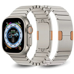 Pasek bransoleta Steel Link do Apple Watch 1/2/3/4/5/6/7/8/9/SE/Ultra 1/2 42/44/45/49mm (Starlight Titanium/Orange)