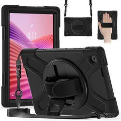 Etui D-Pro 360 Armor Strap Case obudowa pancerna z uchwytem na rękę i paskiem na ramię do Lenovo Tab 10,1" 2025 (TB-311, TB-311FU, TB-311XU) (Czarny)