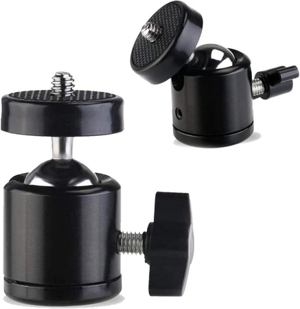 Adapter statywowy mini głowica kulowa na gwint 1/4" do kamer aparatów
