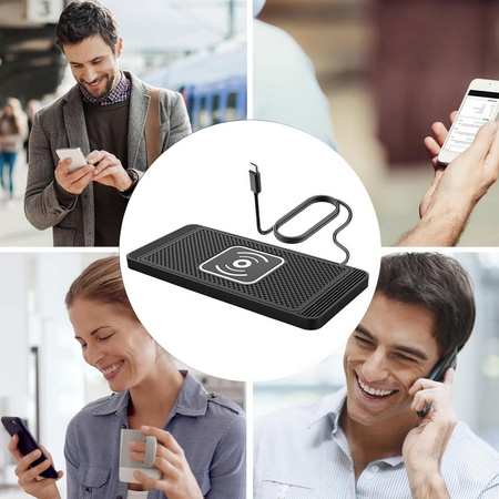 Ładowarka indukcyjna D-Pro D10 20W QI Wireless Charging Pad bezprzewodowa mata ładująca antypoślizgowa samochodowa (Czarny)