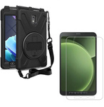 Zestaw D-Pro 360 Armor Strap Case etui pancerne z uchwytem na rękę i paskiem na ramię do Samsung Galaxy Tab Active 5 (X300/X306B) 2024 + szkło ochronne
