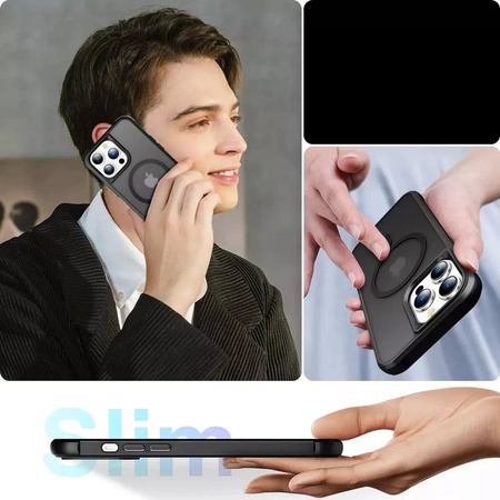 Etui D-Pro Matte Hybrid MagSafe Case V2 obudowa magnetyczna iPhone 15 Pro  Max(Tytanowy)