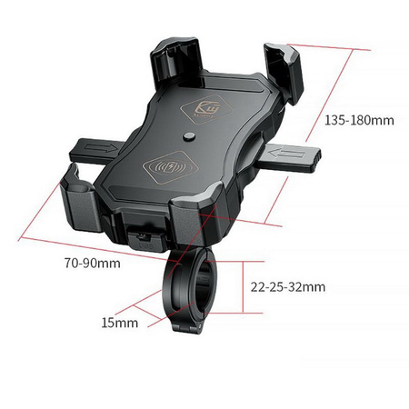 NOX Motorcycle Phone Holder 15W Wireless Charger USB QC3.0