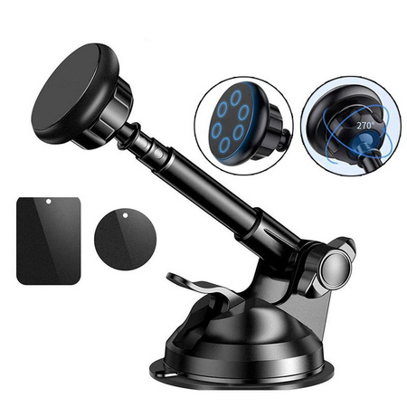 NOX aluminiowy uchwyt samochodowy magnetyczny na kokpit / szybę do auta samochodu telefonu