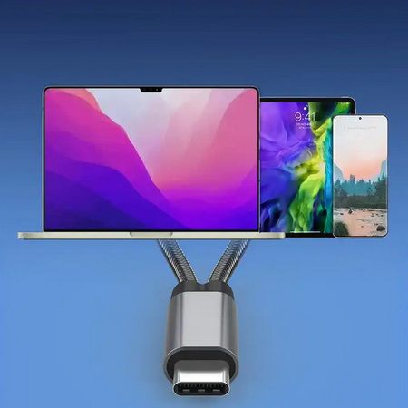 Adapter Splitter rozdzielacz przejściówka 2w1 USB-C OTG 60W PD USB-A 2.0 (Space Gray)