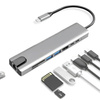 Adapter Hub D-Pro 8w1 przejściówka rozdzielacz USB-C do HDMI 4K UHD / 2x USB Type-C PD / USB 3.0 / SD / TF / RJ45 LAN 100Mbps (Space Gray / Szary)