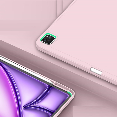 Etui D-Pro Smart Cover Case pokrowiec obudowa z klapką z uchwytem na rysiki  iPad Pro 12.9 2018-2022 / Air 13 M2/M3 2024-2025 (Różowy)