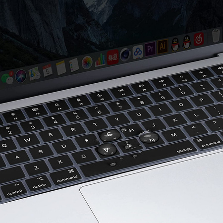 Osłona silikonowa nakładka na klawiaturę do Apple do MacBook Pro 14/Pro 16 M1/M2/M3/M4/M5 (2021-2025) / Air 13/Air 15 M2/M3/M4 (2022-2025) (EU) (Czarny)