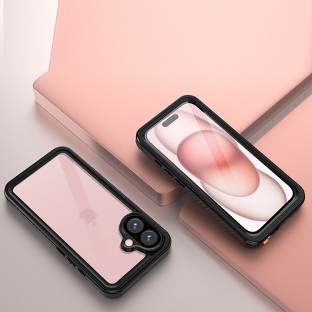 Etui D-Pro 360° Waterproof Case IP68 obudowa wodoodporna wodoszczelna pancerna do iPhone 16 (Czarny)