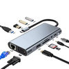 Adapter Hub D-Pro 11w1 przejściówka rozdzielacz USB-C do HDMI 4K UHD / USB Type-C PD / USB 2.0 3.0 / SD / TF / RJ45 LAN 100Mbps / VGA / Audio Mini Jack 3.5mm (Space Gray / Szary)