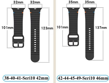 Pasek D-Pro Orablu Silicone Band opaska sportowa do Apple Watch 4/5/6/7/8/9/10/11/SE/Ultra 1/2/3 44/45/46/49mm (Czarny)