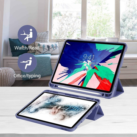 Etui D-Pro Smart Cover Case pokrowiec obudowa z klapką z uchwytem na rysiki iPad Pro 12.9 2018-2022 / Air 13 M2/M3 2024-2025 (Fioletowy)