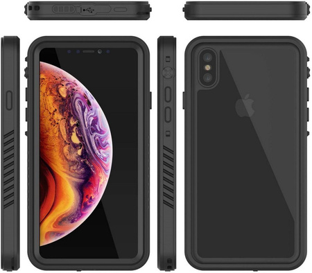 Etui D-Pro 360° Waterproof Case IP68 obudowa wodoodporna wodoszczelna pancerna do iPhone X/XS (Czarny)