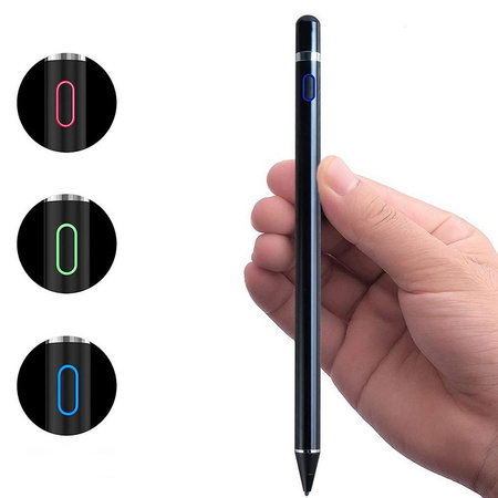Rysik D-Pro Stylus Pen Active Pencil S7 aktywny pojemnościowy uniwersalny do ekranów dotykowych tablet telefon iOS Android Windows (Czarny)
