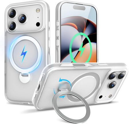 Etui D-Pro Matte MagSafe Stand Case obudowa magnetyczna matowa magnes stojak podstawka do Apple iPhone 17 Pro (Biały)