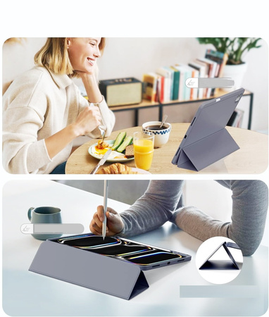 Etui D-Pro Smart Cover Case pokrowiec obudowa z klapką z uchwytem na rysik do Apple iPad Pro 11" 5 Gen. M4 (2024) / 6 Gen. M5 (2025) (Fioletowy)