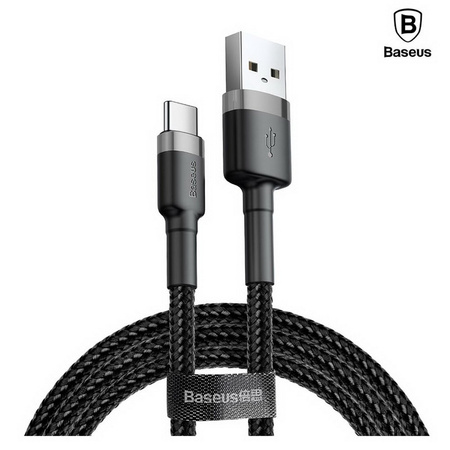 Kabel Baseus Cafule przewód mocny szybki nylonowy oplot USB-A do USB-C QC 3.0 200cm (Czarny)