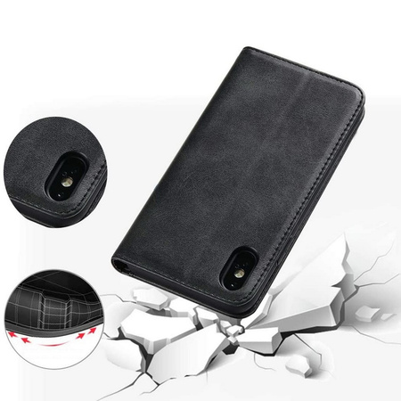 Etui D-Pro Flip Cover Wallet Case z klapką magnetyczną portfel iPhone XS Max (Czarny)